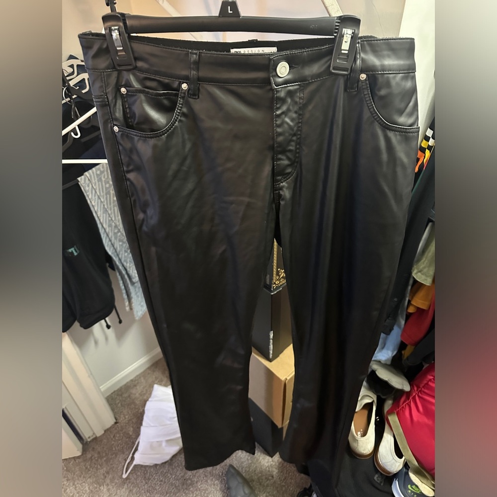 GREAT Condition 36W 34L low rise Skinny Flare black Leather pants by ASOS